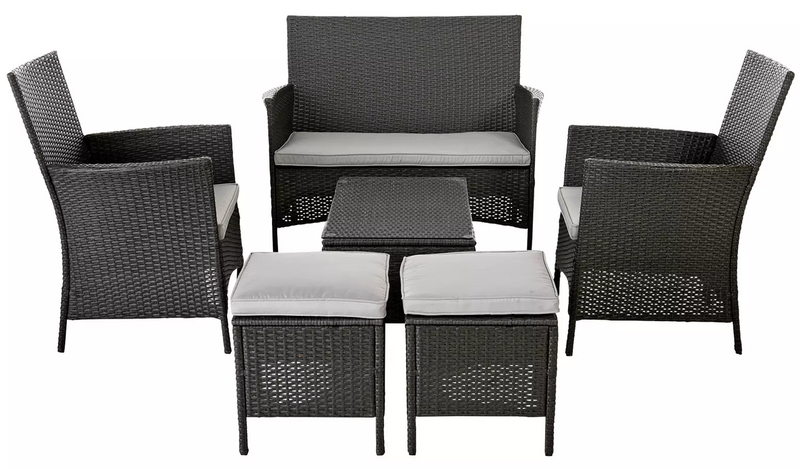 Argos Home 6 Seater Rattan Effect Sofa Set - Dark Grey743/7377