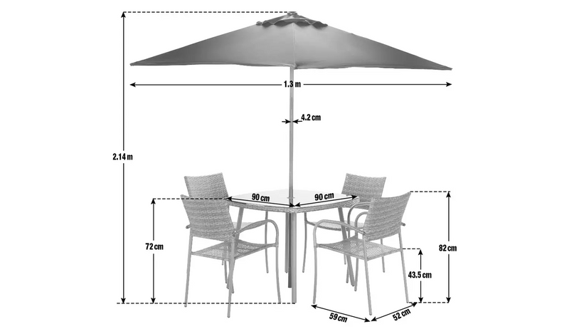 Argos Home Cusco Rattan Effect 4 Seater Patio Set - Grey850/7529