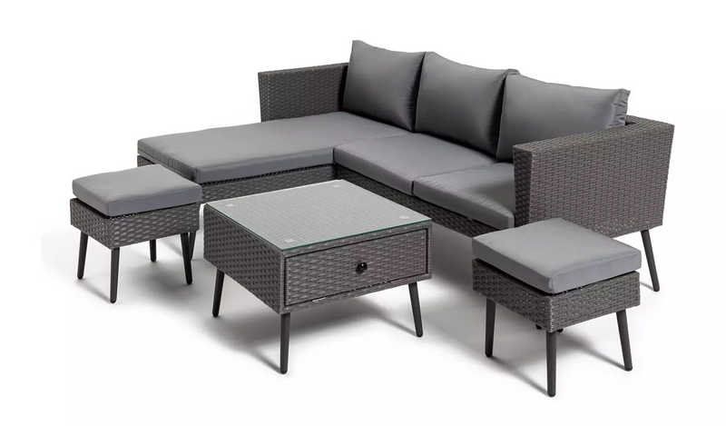 Habitat 5 Seater Rattan Effect Corner Sofa Set - Grey939/7673