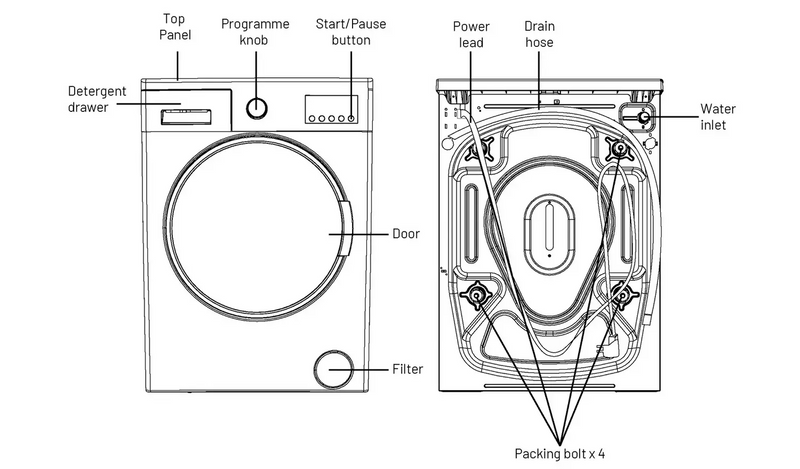 Bush WMSAE712EW 7KG 1200 Spin Washing Machine - White933/9631