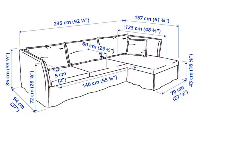 BACKSÄLEN 3-seat sofa with chaise longue