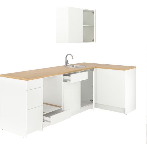 KNOXHULT Corner kitchen, white, 283x122x220 cm