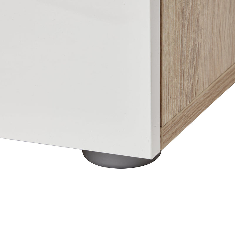 Lamego White oak effect 2 Drawer Bedside table (H)423mm (W)400mm (D)402.5mm