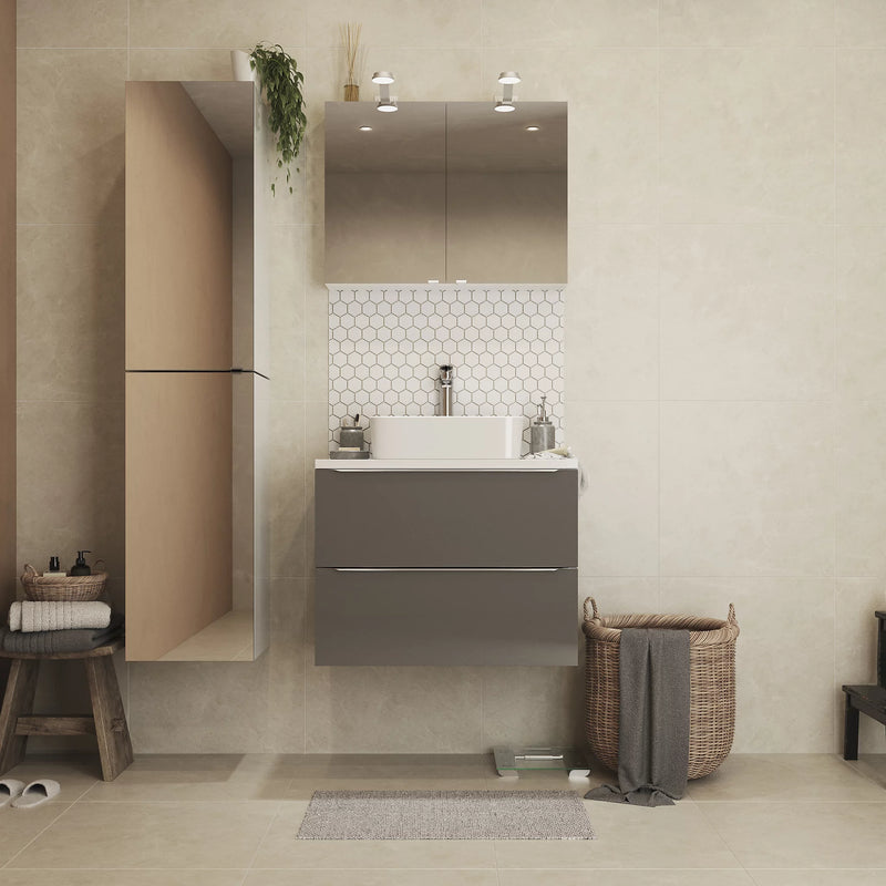 Lapley Griege Matt Marble effect Porcelain Wall & floor Tile, Pack of 3, (L)600mm (W)600mm