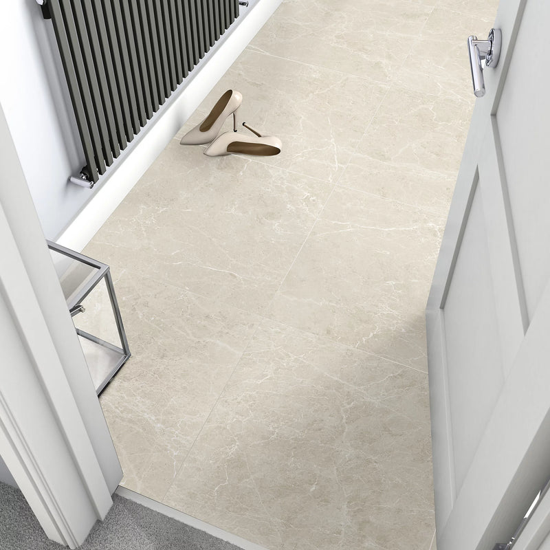 Lapley Griege Matt Marble effect Porcelain Wall & floor Tile, Pack of 3, (L)600mm (W)600mm