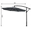 Livingandhome 3M Large Garden Hanging Parasol Cantilever Sun Shade Patio Banana Umbrella No Base, Dark Grey