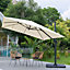 Livingandhome 3M Large Garden Rome Tilting Aluminium Cantilever Parasol With Petal Base, Beige