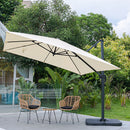 Livingandhome 3M Large Garden Rome Tilting Aluminium Cantilever Parasol With Petal Base, Beige