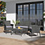 Livingandhome 4 Pcs Grey Modern Outdoor Patio Rattan Furniture Set Bistro Chairs and Side Table Set