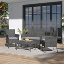 Livingandhome 4 Pcs Grey Modern Outdoor Patio Rattan Furniture Set Bistro Chairs and Side Table Set