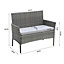 Livingandhome 4 Pcs Grey Modern Outdoor Patio Rattan Furniture Set Bistro Chairs and Side Table Set