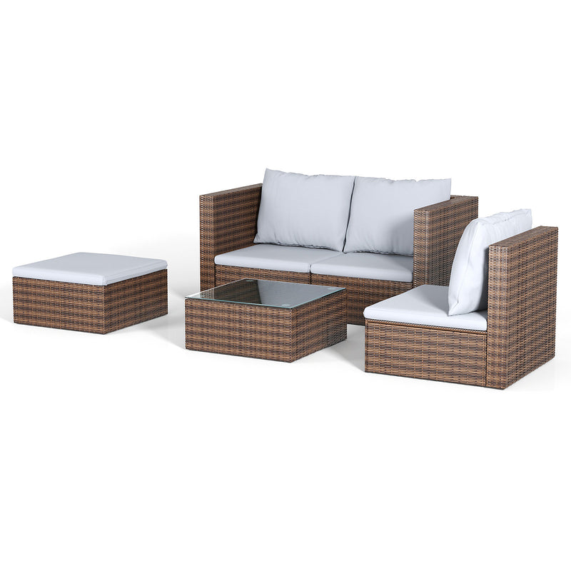 Livingandhome 5 Piece Brown Rattan Garden Furniture Set Patio Conversation Set