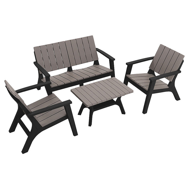 Livingandhome Set of 4 Coffee Patio Garden Plastic Furniture Table and Chairs Bench Set