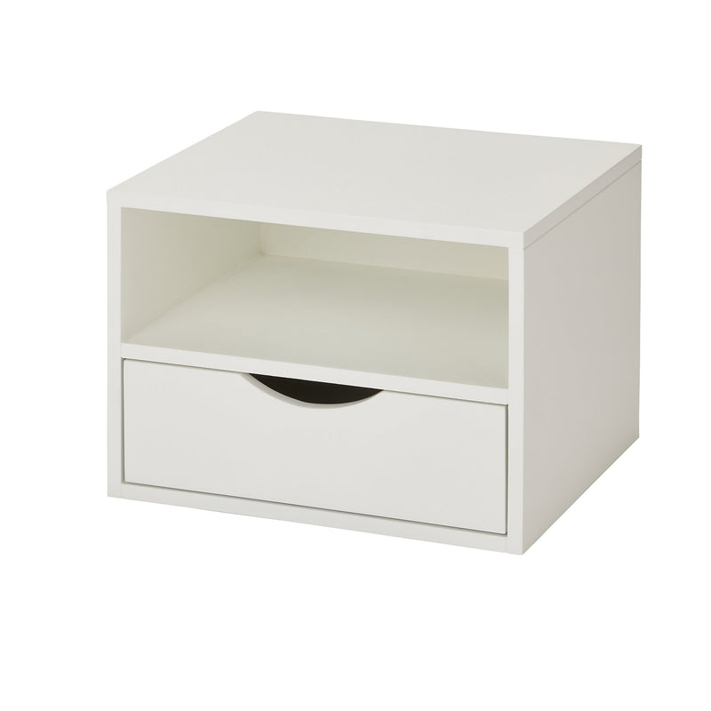 Monda Matt white 1 Drawer Bedside table (H)250mm (W)300mm (D)350mm