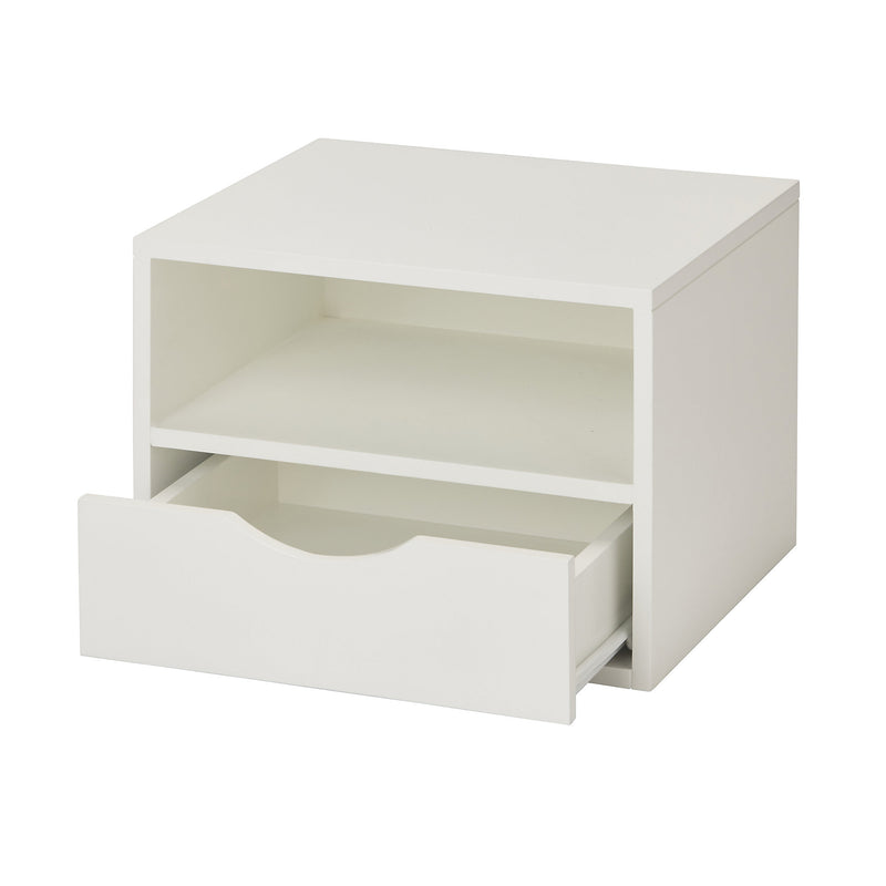 Monda Matt white 1 Drawer Bedside table (H)250mm (W)300mm (D)350mm