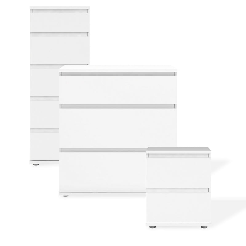 Nova Matt white 2 Drawer Bedside table (H)480mm (W)400mm (D)340mm