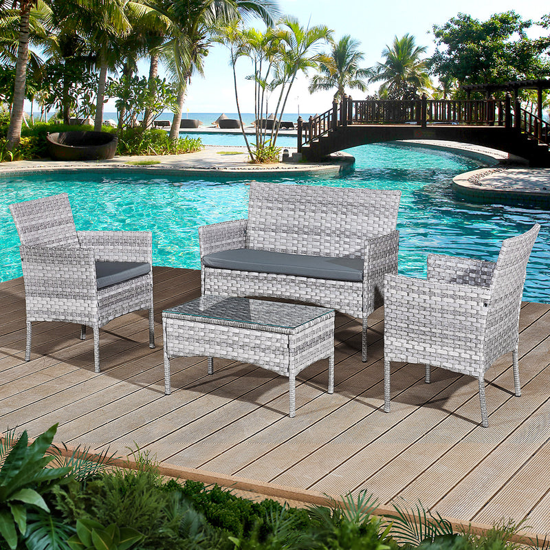 Oseasons Acorn Rattan 4 Seat Bistro Lounge Set in Dove Grey