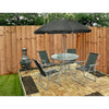 Outdoor Garden 4 Person Garden Furniture Patio Set Table, 4 Chairs & Parasol