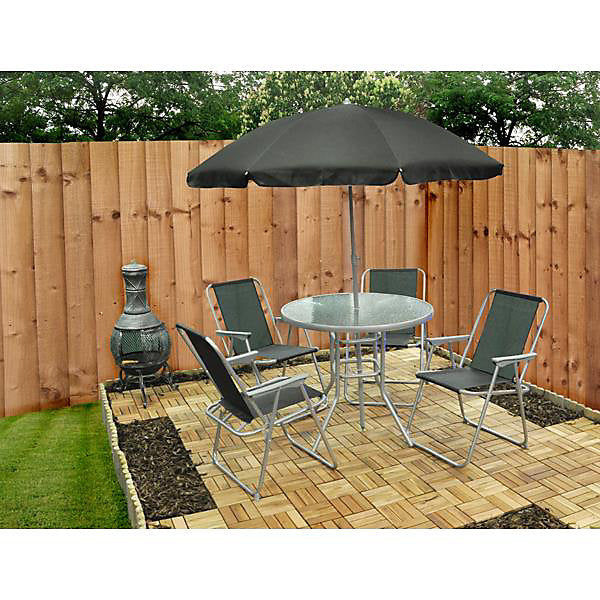 Outdoor Garden 4 Person Garden Furniture Patio Set Table, 4 Chairs & Parasol