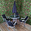Outdoor Garden 4 Person Garden Furniture Patio Set Table, 4 Chairs & Parasol