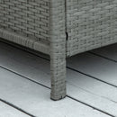 Outsunny 3 PC Rattan Outdoor Cushioned Single Sofa Coffee Table Light, Grey