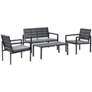 Outsunny 4 Piece Outdoor Conversation Furniture Set with Coffee Table and Cushions Grey