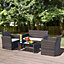 Outsunny 4pc Patio Garden Rattan Wicker Sofa 2-Seater Loveseat Chair Table Brown