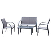 Outsunny 4pcs Patio Furniture Set Garden Sofa Glass Top Coffee Table Chairs