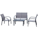 Outsunny 4pcs Patio Furniture Set Garden Sofa Glass Top Coffee Table Chairs
