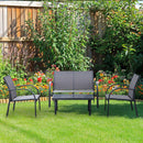 Outsunny 4pcs Patio Furniture Set Garden Sofa Glass Top Coffee Table Chairs