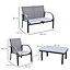 Outsunny 4pcs Patio Furniture Set Garden Sofa Glass Top Coffee Table Chairs