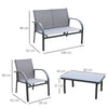 Outsunny 4pcs Patio Furniture Set Garden Sofa Glass Top Coffee Table Chairs