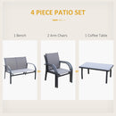Outsunny 4pcs Patio Furniture Set Garden Sofa Glass Top Coffee Table Chairs