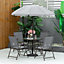 Outsunny 6 Piece Patio Dining Set with Garden Umbrella 4 Folding Chairs, Grey