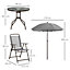 Outsunny 6 Piece Patio Dining Set with Garden Umbrella 4 Folding Chairs, Grey