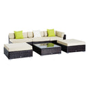 Outsunny 6 Pieces Rattan Furniture Set Conservatory Sofa Deluxe Wicker Garden Brown