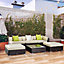 Outsunny 6 Pieces Rattan Furniture Set Conservatory Sofa Deluxe Wicker Garden Brown