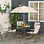 Outsunny 6PC Garden Dining Set Outdoor Furniture Folding Chairs Table Parasol Beige