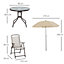 Outsunny 6PC Garden Dining Set Outdoor Furniture Folding Chairs Table Parasol Beige