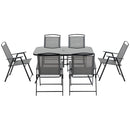 Outsunny 7 Pcs Garden Furniture Set with Dining Table 6 Folding Chairs Black