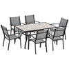 Outsunny 7 Piece Garden Furniture Set with Dining Table Chairs 6 Seater Grey