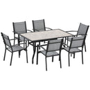 Outsunny 7 Piece Garden Furniture Set with Dining Table Chairs 6 Seater Grey
