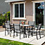 Outsunny 7 Piece Garden Furniture Set with Dining Table Chairs 6 Seater Grey