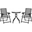 Outsunny Patio Bistro Set Folding Chairs Garden Coffee Table for Balcony Grey