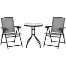 Outsunny Patio Bistro Set Folding Chairs Garden Coffee Table for Balcony Grey
