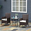 Outsunny Rattan Bistro Set Garden Chair Table Patio Outdoor Cushion Conservatory