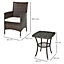 Outsunny Rattan Bistro Set Garden Chair Table Patio Outdoor Cushion Conservatory