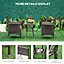 Outsunny Rattan Bistro Set Garden Chair Table Patio Outdoor Cushion Conservatory