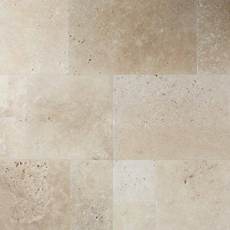 Real tumbled travertine Cream Matt Travertine effect Natural stone Wall & floor Tile, Pack of 6, (L)610mm (W)406mm