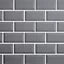 Trentie Grey Gloss Metro Ceramic Wall Tile, Pack of 40, (L)200mm (W)100mm